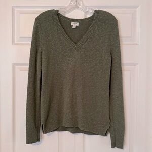 J. Crew Olive Green V-Neck Sweater